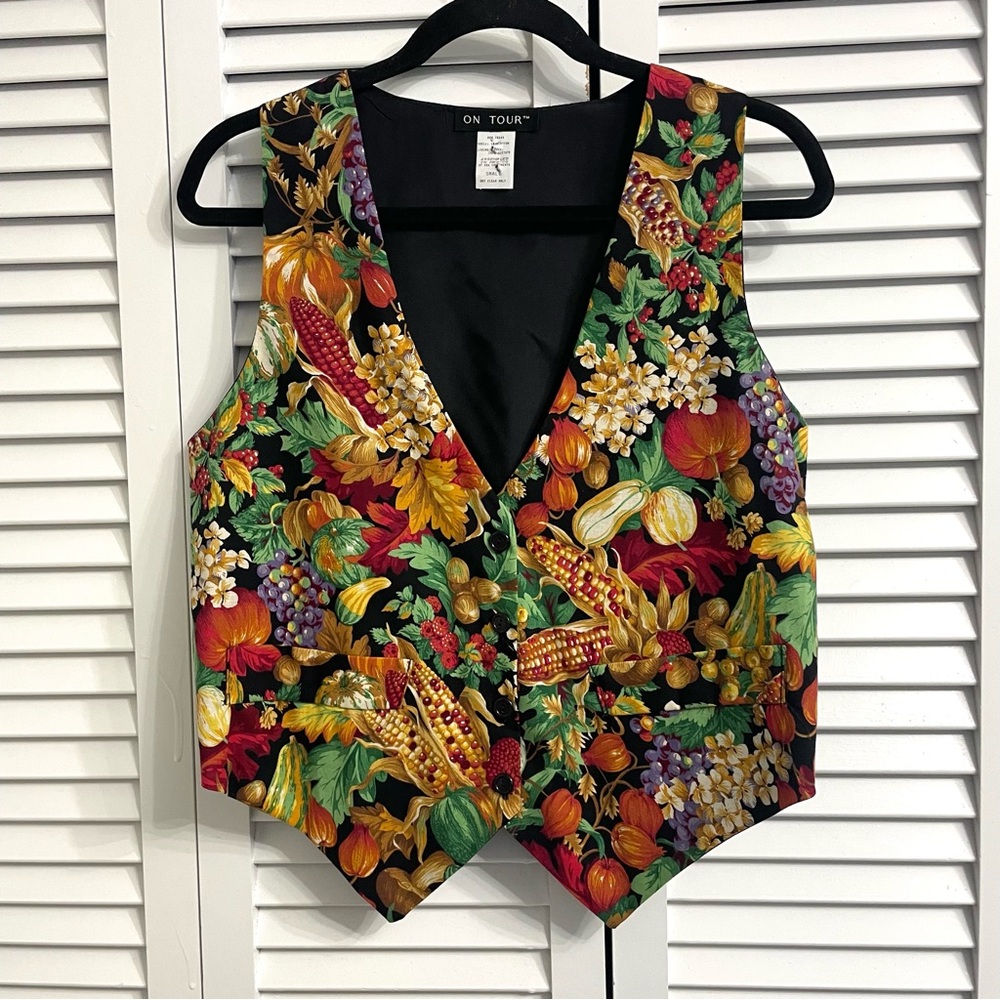 Vintage ON TOUR Women's Harvest Vest-Cottagecore Grandma Fall Thanksgiving Small